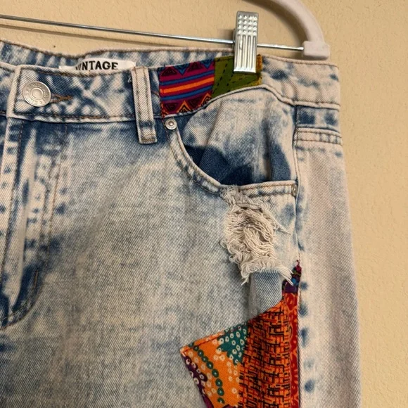 Almost Famous Vintage Jeans Size 15 Acid Wash Patch Distressed Destroyed Flare - Picture 7 of 16